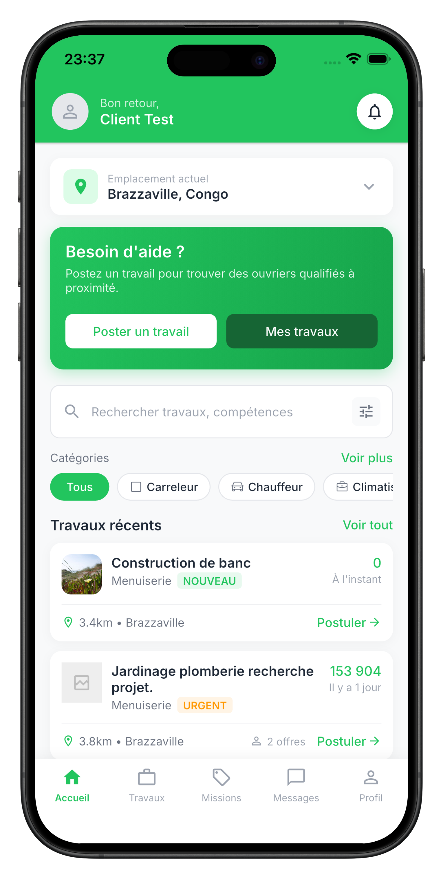 KAZI - Application mobile